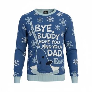 ELF Blue Snowflake Men's Crewneck Sweater
